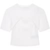 Solid Ribbed Short Sleeve Knit Top Women Tops White J223332-YAF