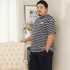 Мужской хлопковый пижамный комплект Mei Ji Yun 5XL - Топ с коротким рукавом и длинные брюки, Большой размер, Круглый вырез