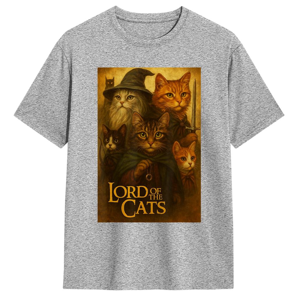 Футболка Lord of The Cats для мужчин 100% хлопок Смешная футболка Круглый вырез Футболка с коротким рукавом Одежда Большого размера