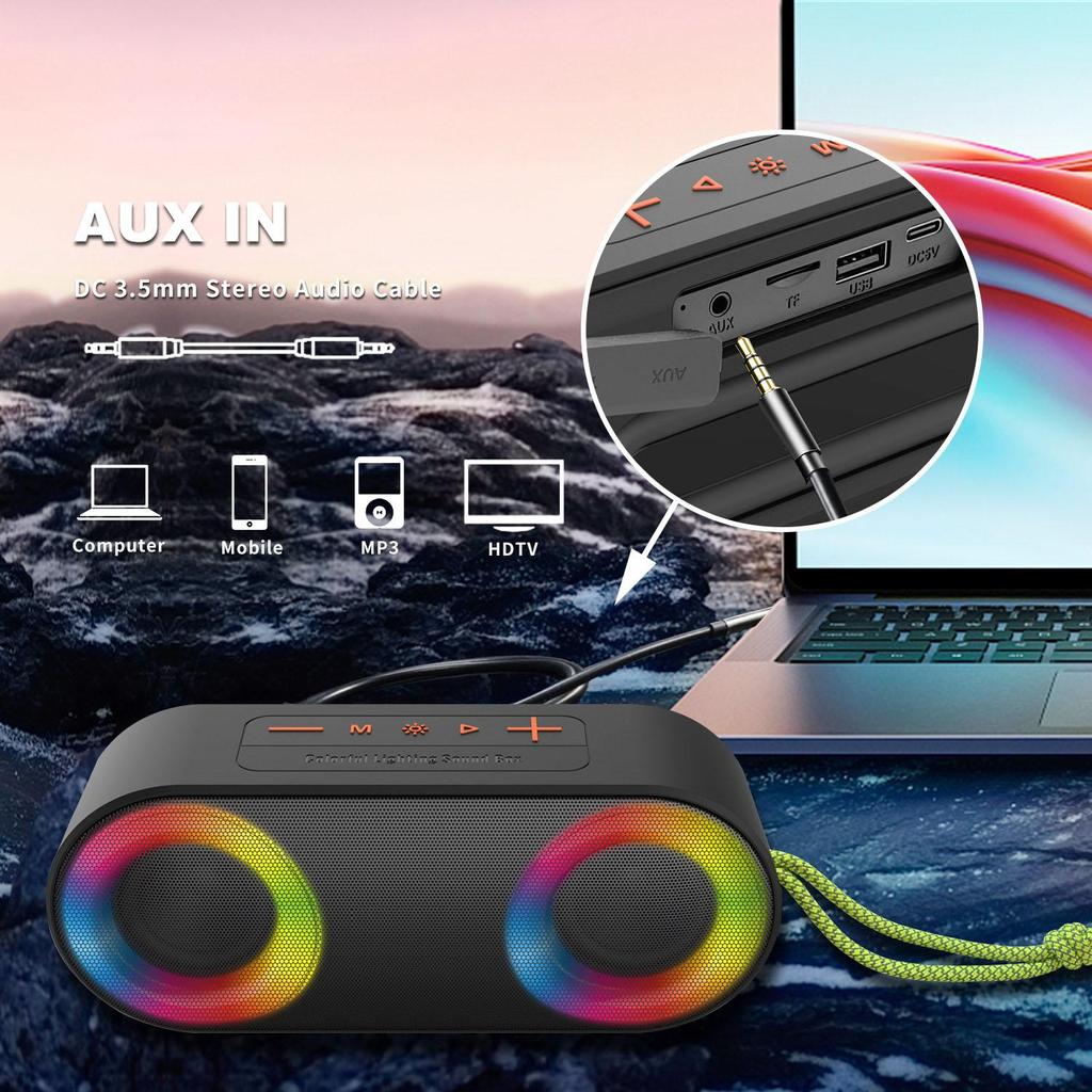 TOPROAD Водонепроницаемые Bluetooth-колонки IP65 Портативные беспроводные стерео бас-бумбокс сабвуфер Поддержка колонки FM-радио светодиодные RGB-подсветки