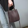 New Autumn and Winter Women's Bag Crossbody Bucket Bag Genuine Leather Woven Bag Large Capacity Hand-held Shoulder Bag
