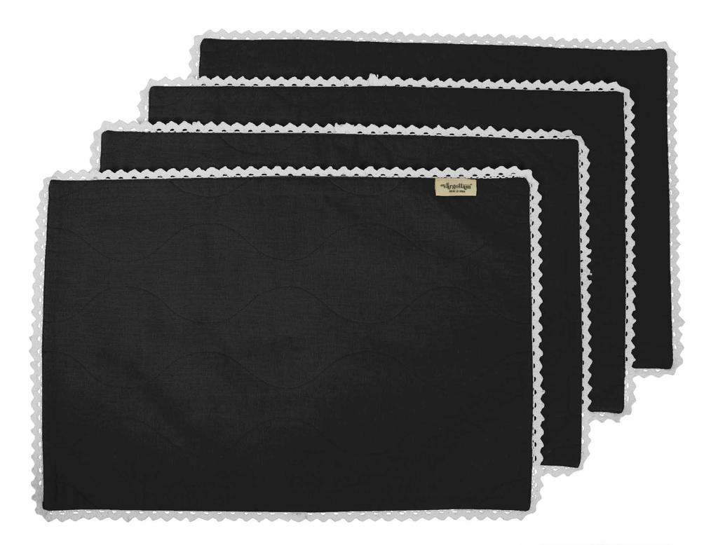 Vargottam Черный домашний декор хлопок гибкая двусторонняя ткань белые кружевные салфетки столовые коврики-набор из