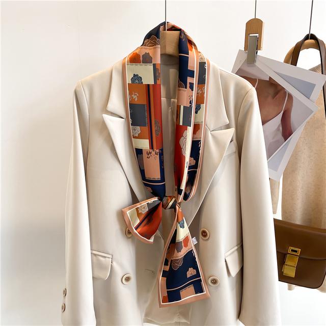 Silk Ribbon Scarf Satin Headkerchief Luxury Long Hair Hand Design Fashion Print Wrist Foulard Bandana Neck Tie Scarves
