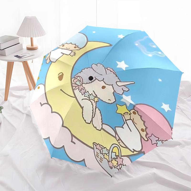 1pc Unicorn Moon Basket Starry Sky Automatic Folding Umbrella - Portable 3-Fold Design with Iron Frame, Perfect for Fans, Travelers, Daily Use, and Fe