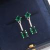 Классические длинные серьги с изумрудом и бахромой, супер блестящие зеленые кристаллы циркония, легкие роскошные атмосферные женские аксессуары из серебра 925 пробы