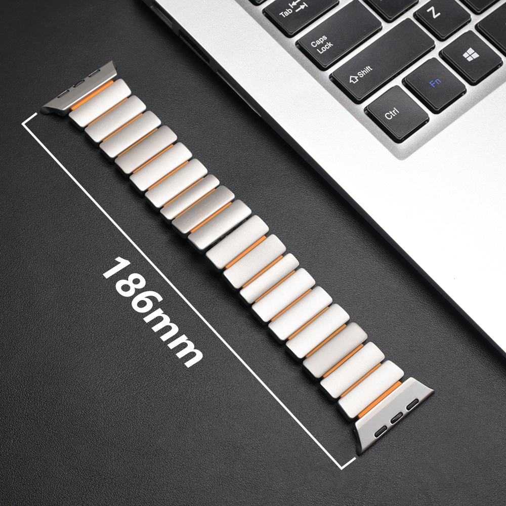 Titanium Rubber Watchband for Apple Watch Band Ultra 3 2 49mm 10 11 46mm Butterfly Clasp Strap for Iwatch 9 8 7 45mm 6 SE 3 44mm