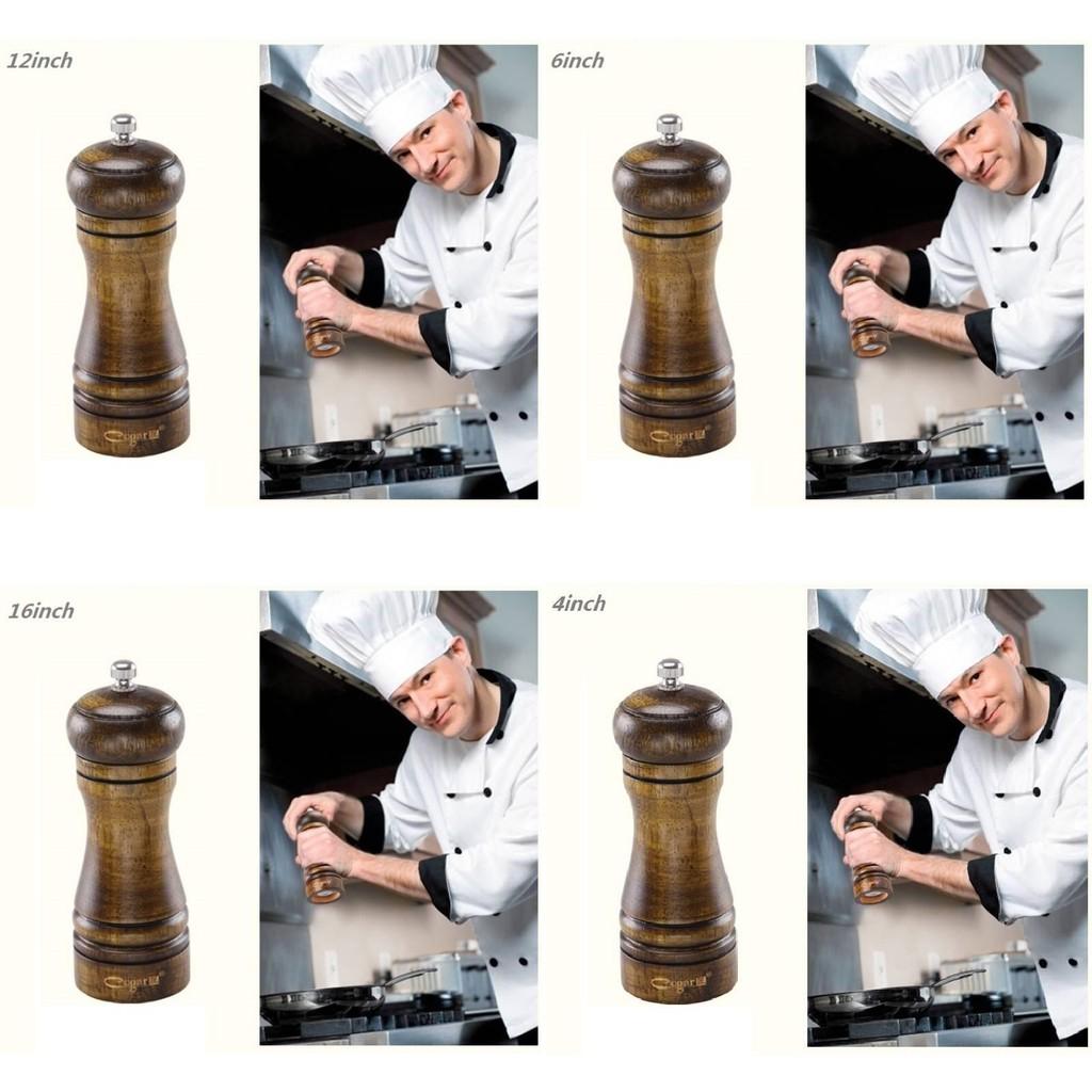 Деревянные солонка и перечница в античном стиле с ручной мельницей для кухни и столовой