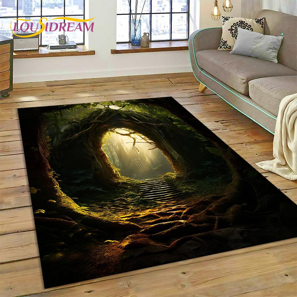 3D Ковер-иллюзия Ворота Храма Бога для Гостиной, Спальни, Дома, Декор Дивана, Ковер для Игровой Зоны Детей, Нескользящий Коврик