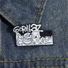 Personalized Gorillaz Cartoon Brooch, Black And White Comic Band Badge, Creative Accessory Fan Commemorative Collection Pin