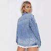 Spring and Autumn Plus Size Denim Jacket Women's Fashion Do Old Holes Long Jacket