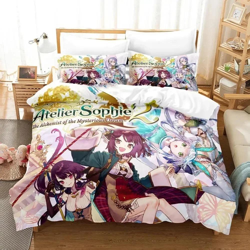 3D-принт аниме Atelier Sophie Комплект постельного белья Пододеяльник Постельный комплект Одеяло Чехол Наволочка Одеяло размера king-size Домашний текстиль
