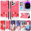 For Iphone 14 Pro Max 13 12 11 Se 2022 2020 X Xr Xs Max 8 7 6 6s Plus Christmas Silk Pattern Painted Wallet Flip Leather Case
