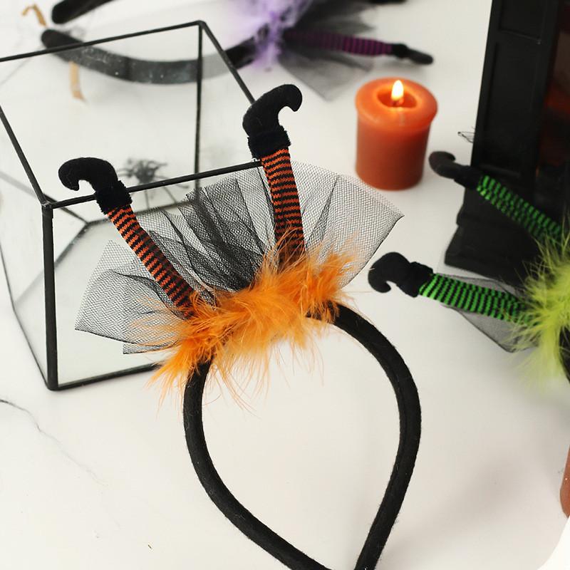 Kid And Adult Halloween Headband With Witch Legs Fabric Construction Suitable For Parties And Gifting