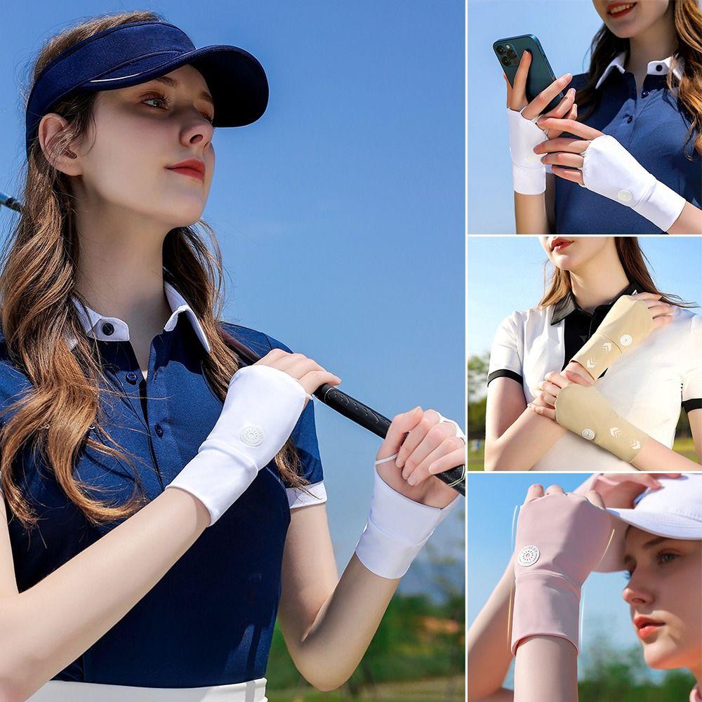 Защита от солнца и ультрафиолета Ice Silk Гольф Перчатки Cool Солнцезащитные Перчатки Открытые Перчатки с пальцами Спорт на открытом воздухе