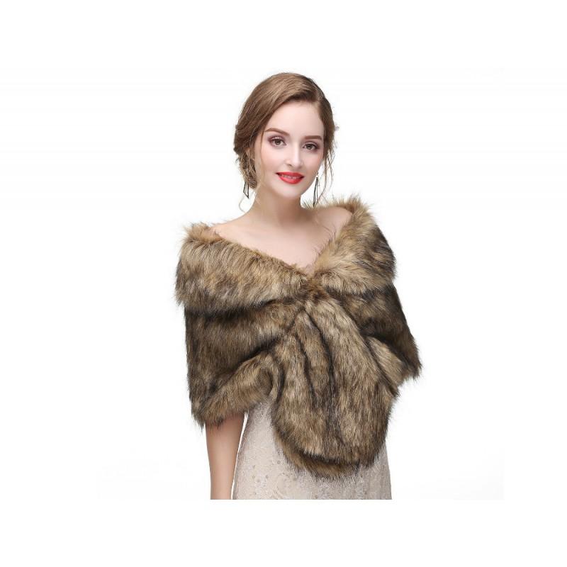 Womens Faux Fur Cape Shawl Collarless Sleeveless Long Coat Christmas Party Elegant Outwear