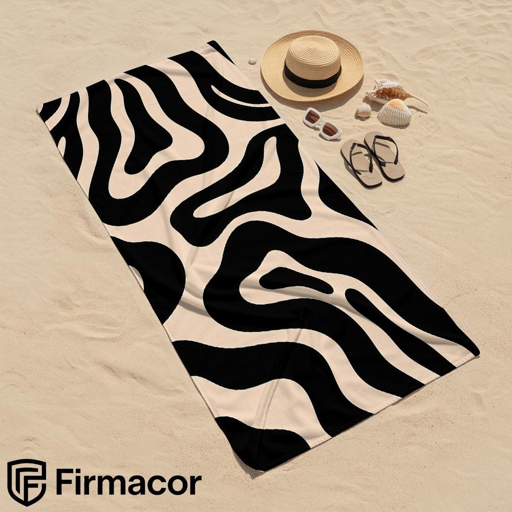 Beige Black Swirl Abstract Cartoon Anime Beach Towel Microfiber Quick Dry Super Absorbent Soft Bath Towel for Kids Adults Travel