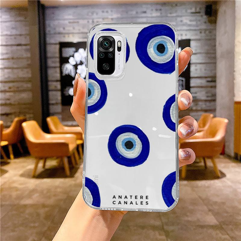 Lucky Evil Eye Blue Abstract Phone Case Transparent for Xiaomi Redmi Note X F Poco 10 11 9 7 8 3 I T S Pro Cover Shell Coque