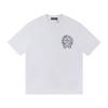 W344 CHROME HEARTS 2025 Летняя новая высококачественная хлопковая свободная футболка с круглым вырезом большого размера для мужчин и женщин, парная футболка