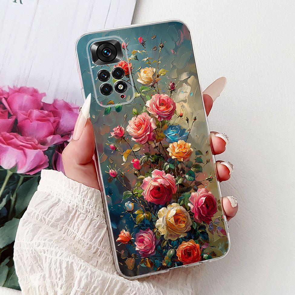 6,43" Для Redmi Note 11 4G Global Прозрачный чехол Для Redmi Note 11s Чехол Модный Роскошный Цветы Милый Мультяшный Расписной Мягкий ТПУ Funda