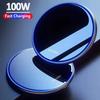 100W Metal Wireless Charger Pad Led Light for iPhone 16 15 14 13 12 Pro Max Samsung Xiaomi Mini Fast Wireless Charging Station