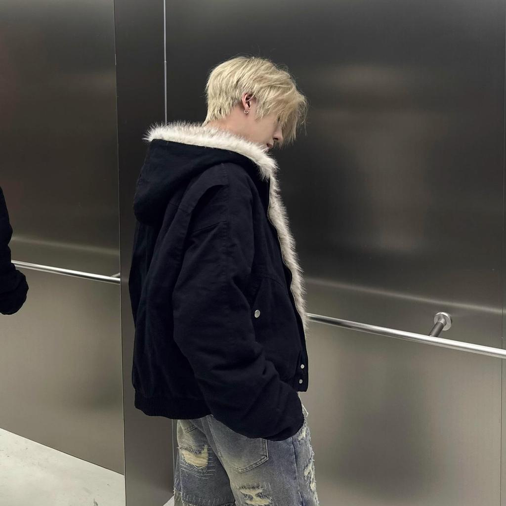 Мужская зимняя хлопковая куртка с капюшоном CleanFit и воротником из искусственного меха - Стиль Zuo Shan Diao High Street