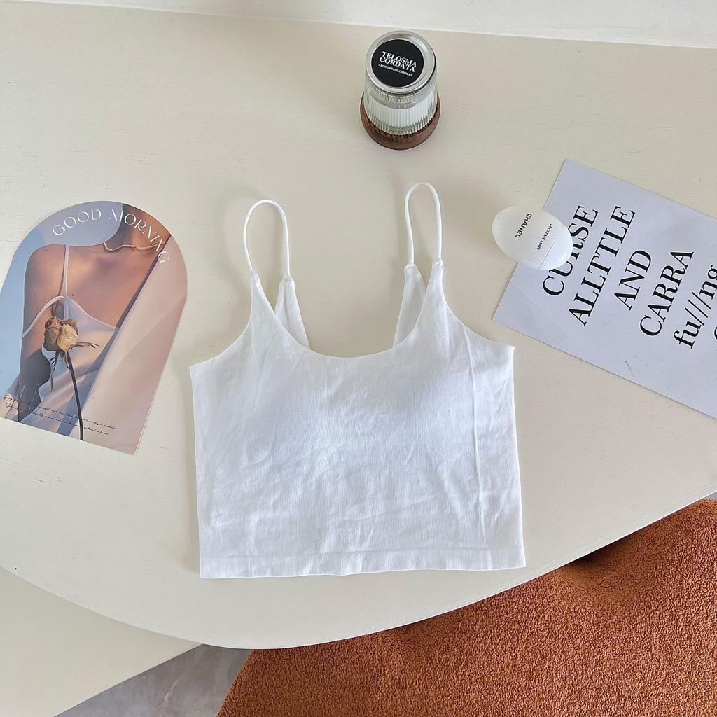 Hot Girl Black Suspender Women's Summer Sexy Outer Vest White Inner Tight Ins Thin Strap Short Top