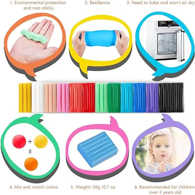 Polymer Clay Starter Kit 24/36/50 Colors Oven Bake Clay Baking Modeling Clay DIY Soft Clay With Accessories
