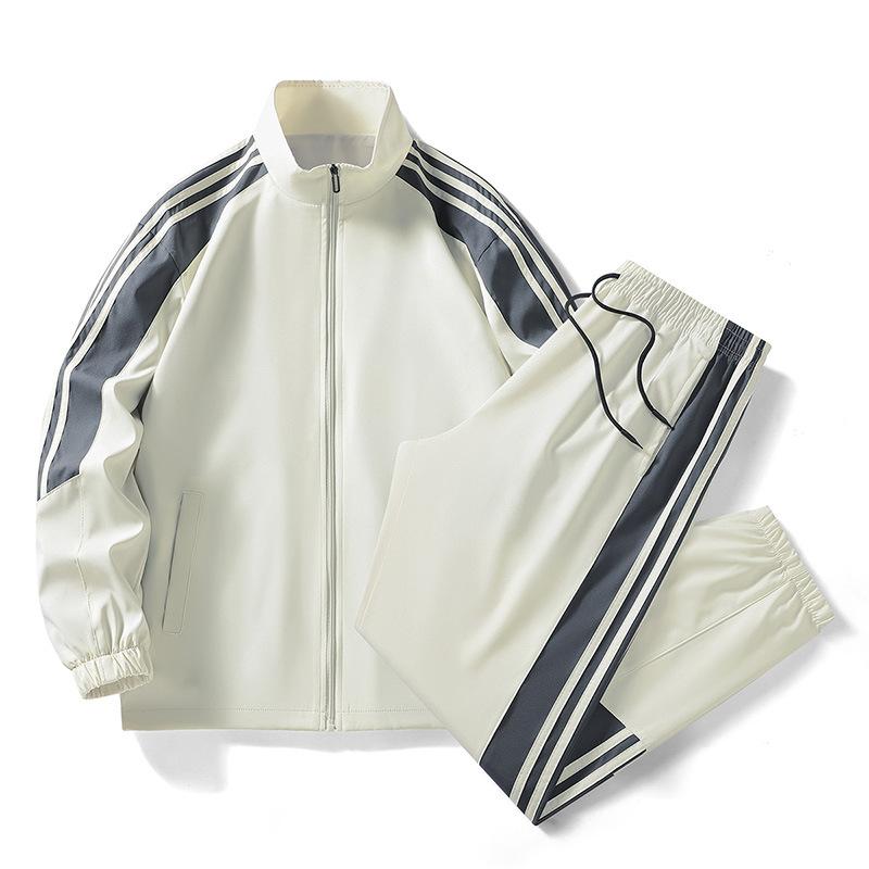 Костюм для отдыха унисекс с воротником-стойкой - спортивный комплект из кардигана и брюк на весну/осень