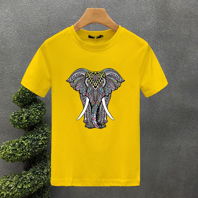 2yk Luxury Brand Design For Men's T-shirt Cotton High Quality Elephant Printing Summer Tees Brand Tops Unisex Oversized S-7XL