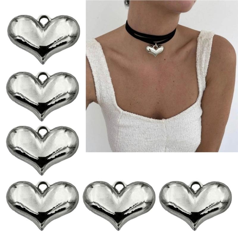 10/20x Элегантный кулон в форме сердца для изготовления колье-чокера, бусина для серег для DIY ожерелья, изготовления ювелирных изделий, кулон с отверстием