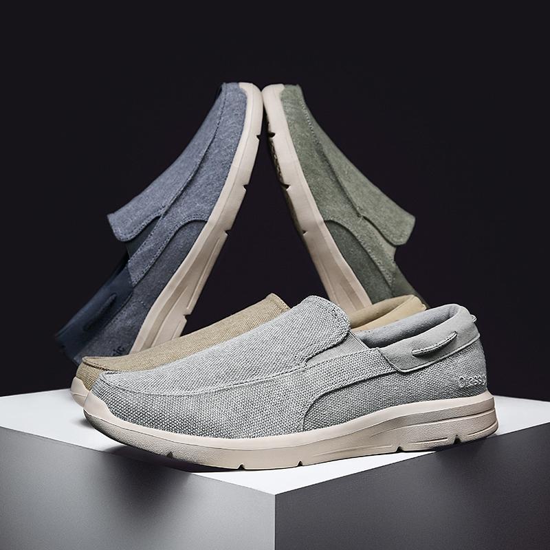 Новая летняя дышащая парусиновая обувь Мужские лоферы Слипоны Кроссовки Модная повседневная мужская обувь Легкие балетки Мужская обувь для вождения Zapato