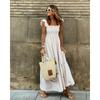 Summer Women's Dress Plaid Suspender Dress Casual Sleeveless Swing Dress Long Dress