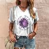 Women's T Shirt Fashion Butterfly Pattern Print Summer Short Sleeve Oversized Clothing Street Casual V Neck Female T-Shirt