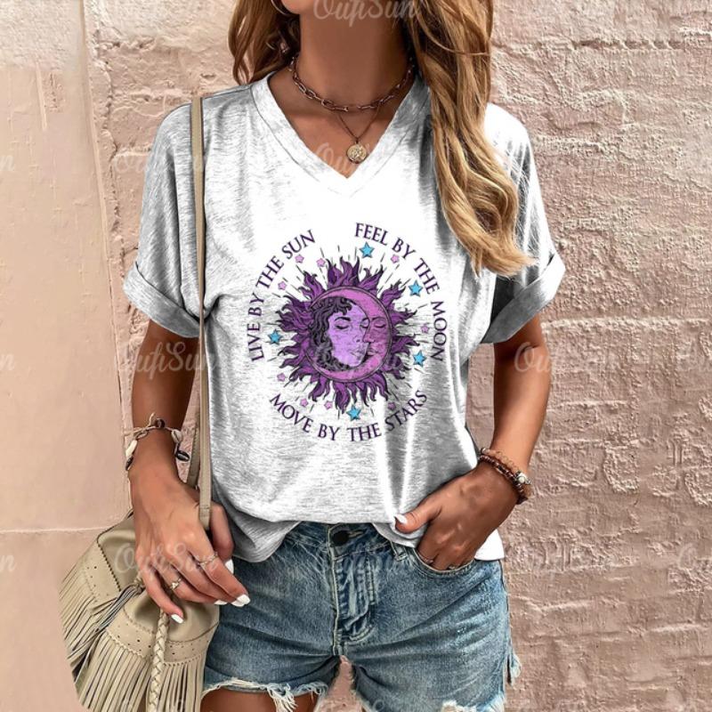 Women's T Shirt Fashion Butterfly Pattern Print Summer Short Sleeve Oversized Clothing Street Casual V Neck Female T-Shirt