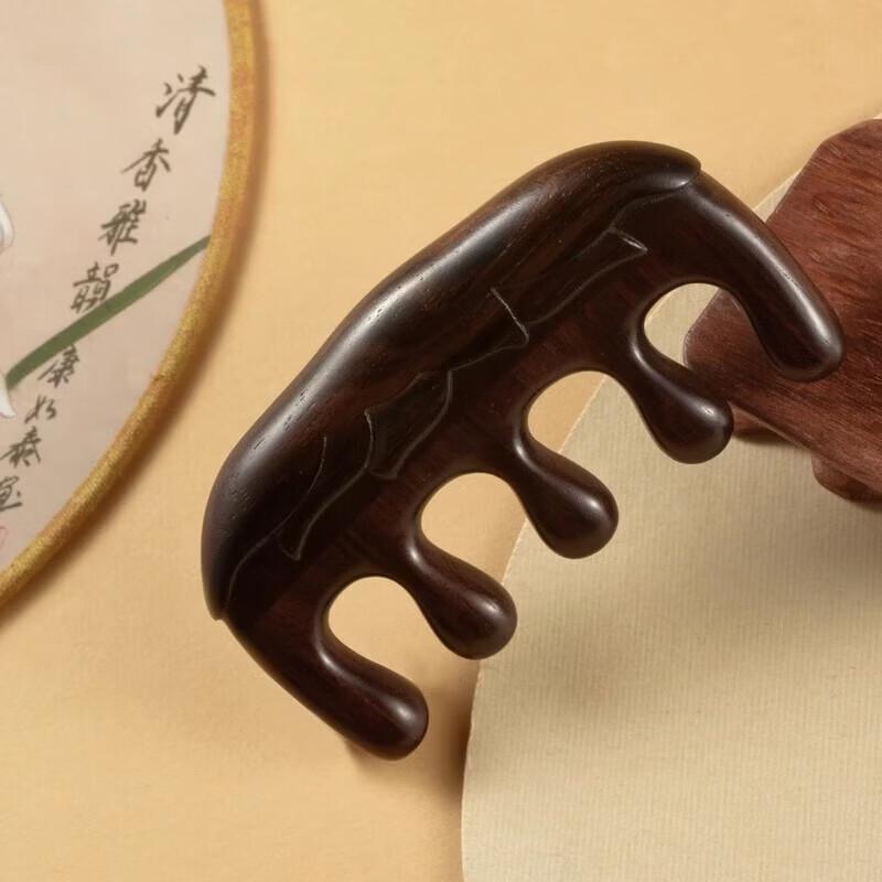 Массажная расческа для ладони Tan Mujian из черного эбенового дерева