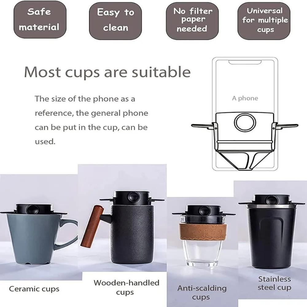 1 шт. Многоразовый конусный фильтр для кофеварки, многоразовые фильтры для кофе, кофеварка с чистящей щеткой для домашнего офиса, путешествий