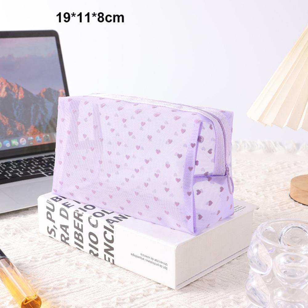 Multifunction Mesh Makeup Bag Blue/Purple Lipstick Organizer Bags Women Cosmetic Storage Pouch