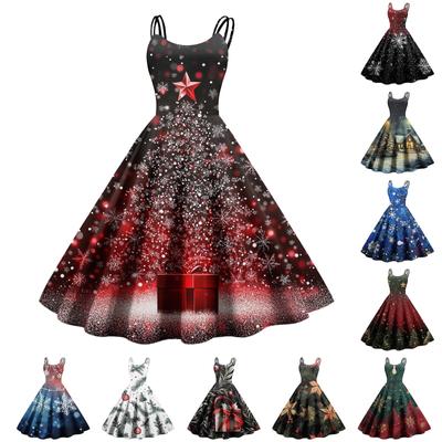 Женское рождественское платье со снежинками и сексуальным облегающим принтом с открытыми плечами в стиле панк-ретро