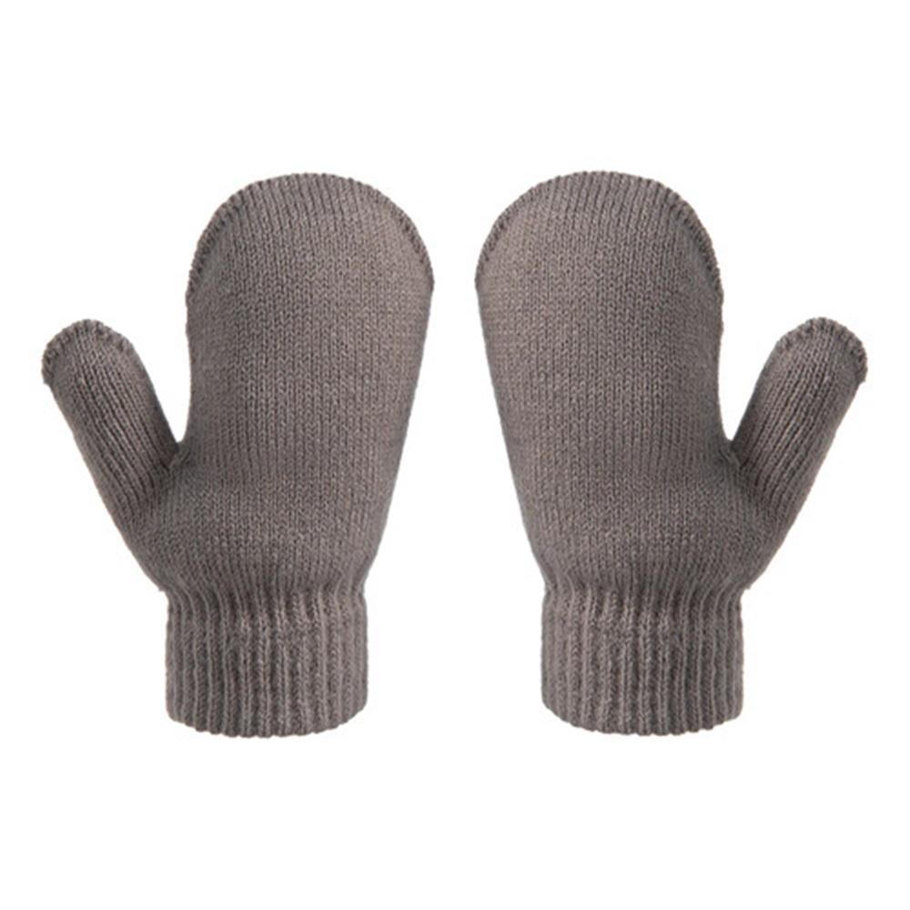 2 Pcs Children's Knitted Hats + Gloves Solid Color Wint,a44