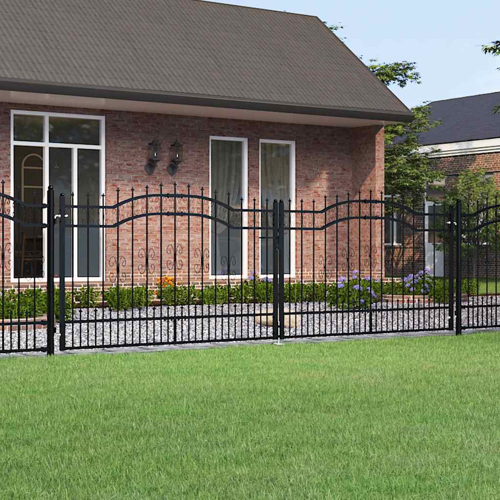 Garden Gate KAMPEN with Spear Tip Black 394.5 x 125 cm Steel