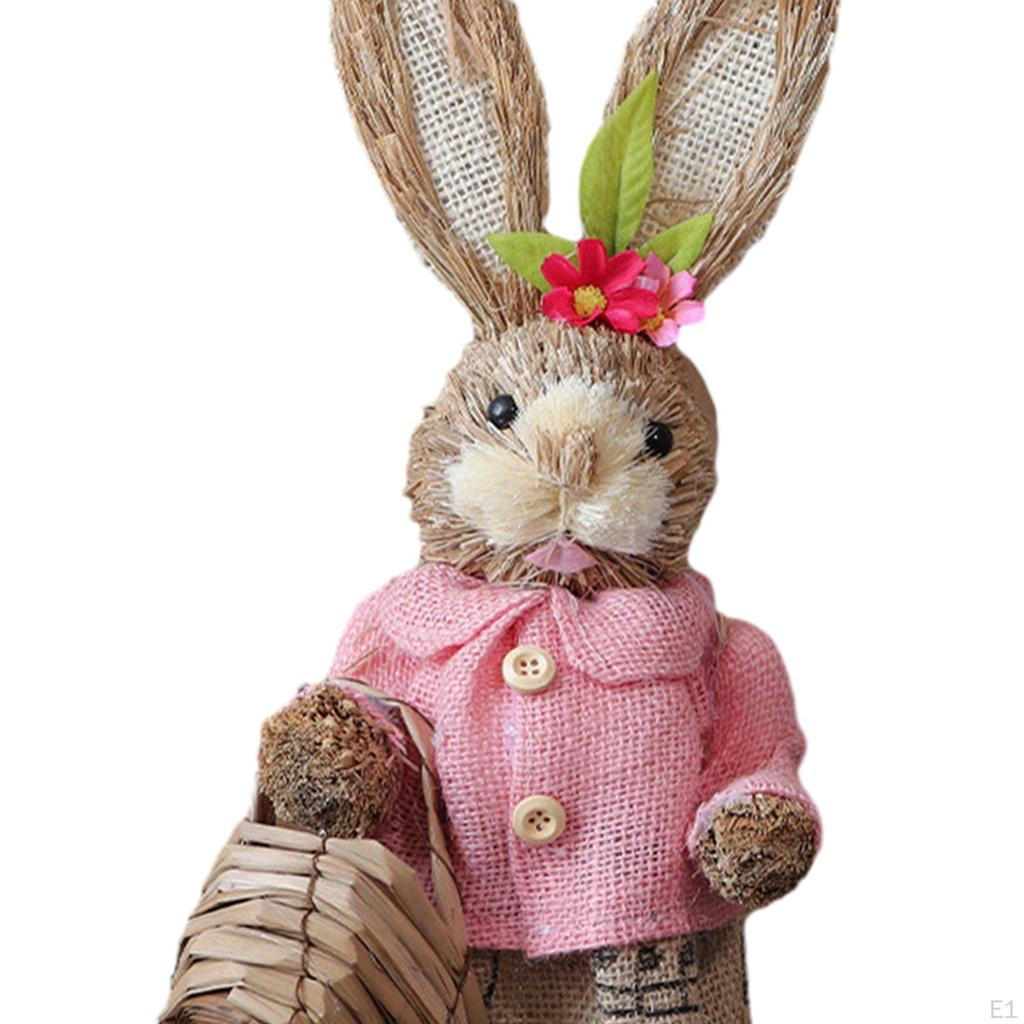 Фигурка пасхального кролика, статуя соломенного кролика, скульптура животного для украшения спальни