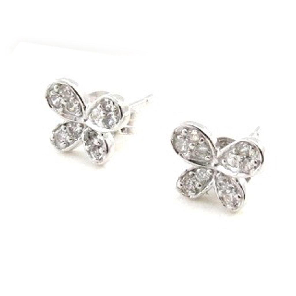 Les Trésors De Lily [I9836] - White 'Butterflies' Silver Earrings