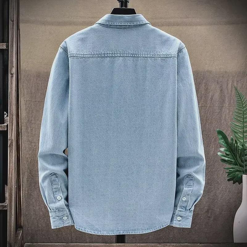 Unisex Ultra-Thin Long-Sleeve Denim Shirt - Casual, Loose-Fit Spring/Autumn Fashion Trend
