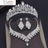 Роскошные серебряные свадебные комплекты ювелирных изделий для женщин, диадемы, серьги, колье, комплекты ожерелий, свадебный комплект ювелирных изделий для невесты
