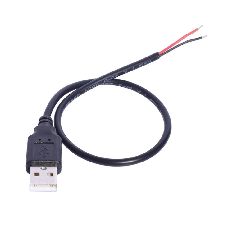Кабель-разветвитель питания USB, USB-папа на 2 голых провода, открытый конец, шнур-разветвитель питания для светодиодных вентиляторов, камер и аксессуаров