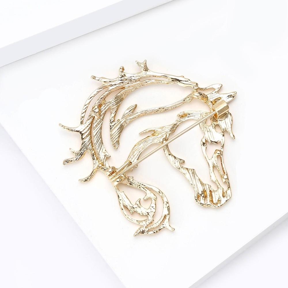 Hollow Out Horse Brooches Metal Horse Head Brooches Unisex Brooch Pins  New Year Gift