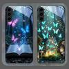 Красивая чехол-книга из закаленного стекла с принтом «Лесная бабочка» для Samsung Galaxy S25 Ultra S24 S23 Plus S22+ S21 S20FE