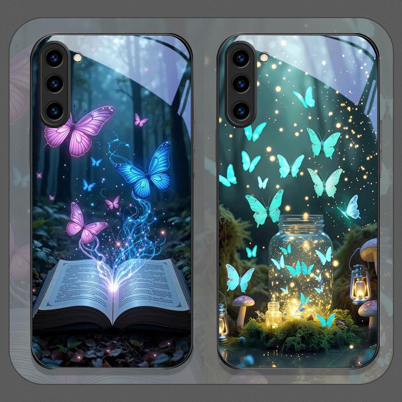 Красивая чехол-книга из закаленного стекла с принтом «Лесная бабочка» для Samsung Galaxy S25 Ultra S24 S23 Plus S22+ S21 S20FE
