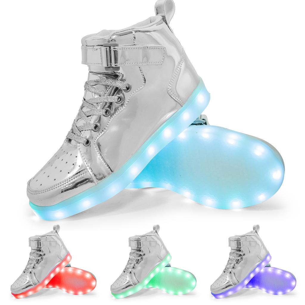 Fashion Size 25-47 USB Charging Glowing Sneakers Children Adult High Top Boots Led Casual Luminous Light Shoes for Boys Girls Men Women