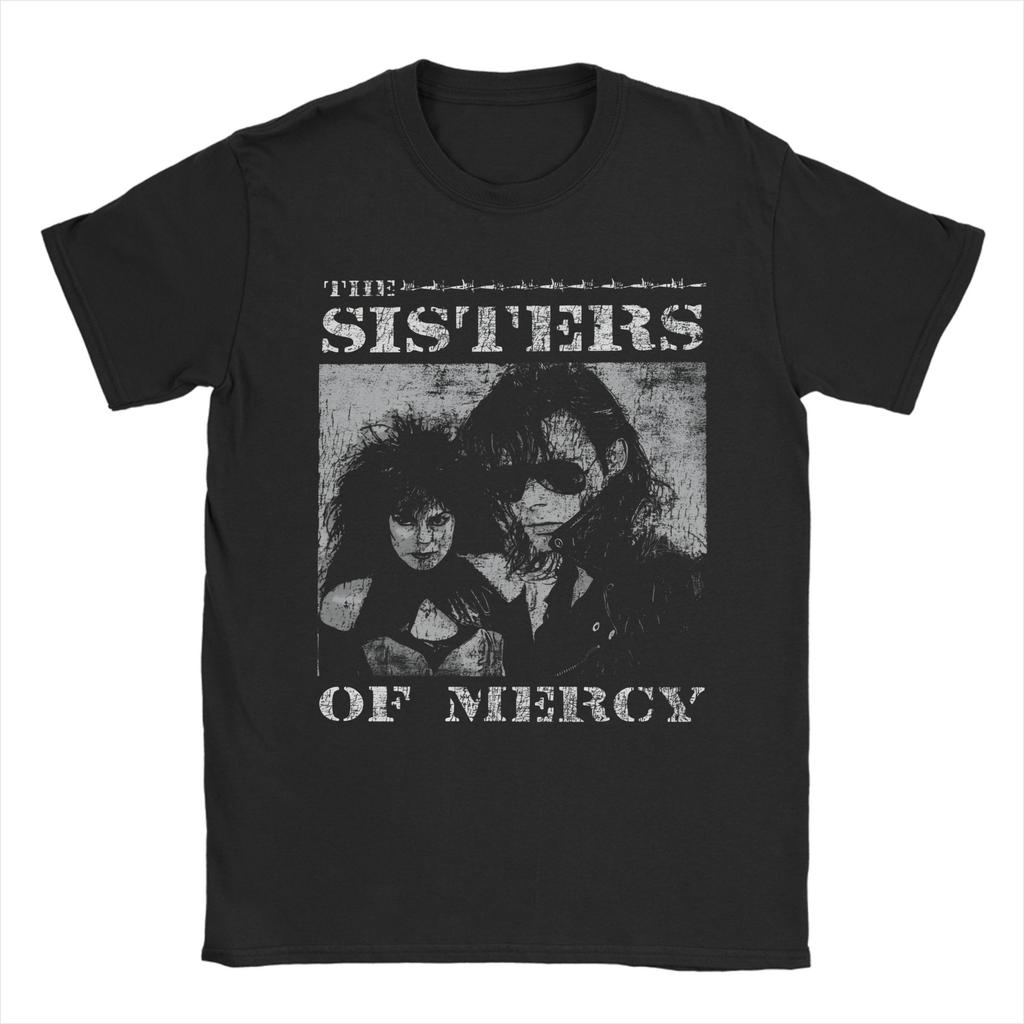 Vintage The Sisters of Mercy TShirt for Men Crew Neck Pure Cotton T Shirts Short Sleeve Tee Shirt Summer Clothes